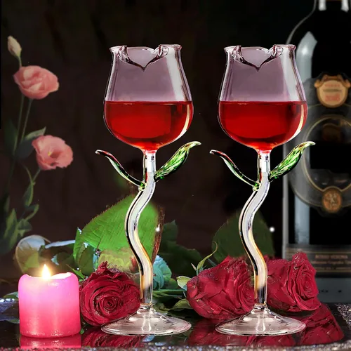 Miniatura 4 de Juego de 2 copas de vino rosa creativas copas de champán copas de vino tinto con clase, regalos ideales para inauguración de la casa, boda