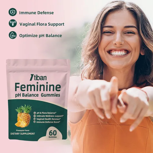 Miniatura 5 de Gomitas para Mujeres para Equilibrio del pH, Probiótico Premium para la Salud Femenina Vaginal, Apoyo Inmunológico, Vegano, Sin Gluten, Sabor a Piña