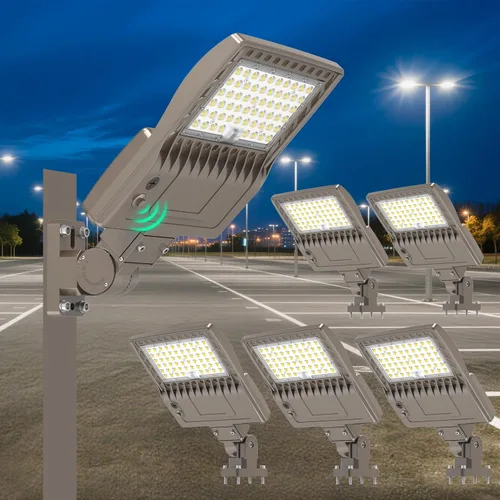 Miniatura 28 de Luz LED de Poste para Estacionamiento de 480V 320W con Montaje de Ajuste Deslizante, Luces LED Tipo Caja UL DLC Certificadas 44800LM 5000K Luces