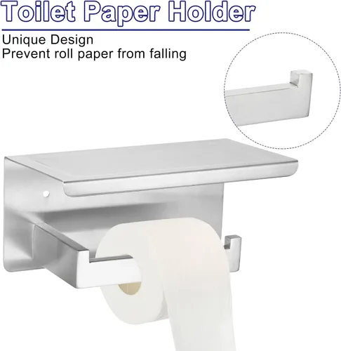 Miniatura 3 de uxcell Juego de 5 piezas de accesorios de baño, juego de barra de toalla de acero inoxidable de 23.6 pulgadas, soporte para papel higiénico, 2
