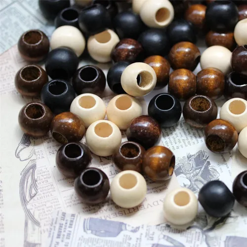 Miniatura 3 de 200 piezas de cuentas de madera natural con agujero grande, BetterJonny - 20 mm de cuentas rondelle redondas de madera sueltas, cuentas de madera