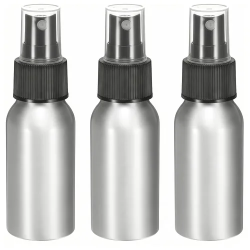 Miniatura 9 de 3 botellas de agua de aluminio, botella de spray de niebla fina con pulverizador de bomba negra, recipientes de atomizador de muestra vacía