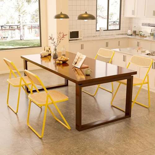 Miniatura 2 de VINGLI Silla plegable moderna con marco de hierro con panel de textura tejida, diseño que ahorra espacio para fiestas, bodas, eventos, oficina