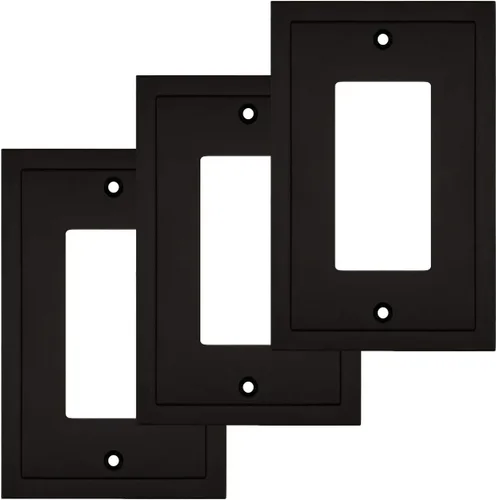 Placa de pared decorativa con borde moderno, tapa de tomacorriente para cubrir enchufe, aleación de zinc maciza duradera (decoración simple, paquete