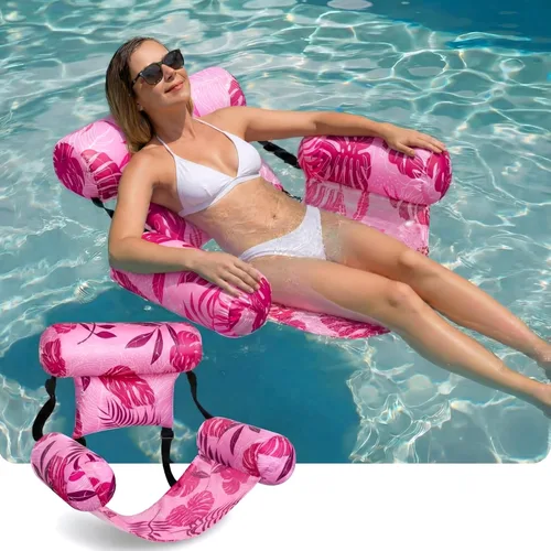 Miniatura 12 de Flotadores inflables para piscina, sillas flotantes para adultos, fideos de piscina inflables para adultos, natación resistente, plantas tropicales