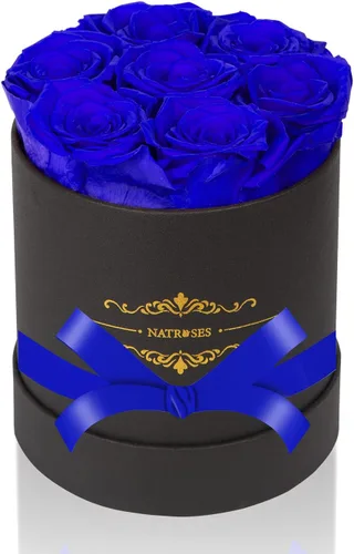 Miniatura 12 de NATROSES 7 piezas de rosas preservadas en una caja, flores preservadas para cumpleaños, regalos de flores para el Día de la Madre (negro)