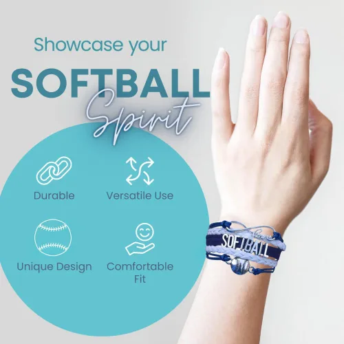 Miniatura 2 de Pulsera de infinito de softball - Joyería de sóftbol - Pulsera ajustable para jugadores de sóftbol, regalos de equipo y entrenadores