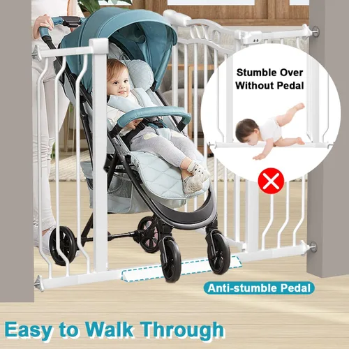 Miniatura 4 de Puerta de bebé extra ancha para puertas de 53.1 a 62.6 pulgadas, puertas para perros montadas a presión con puerta, barrera de seguridad infantil