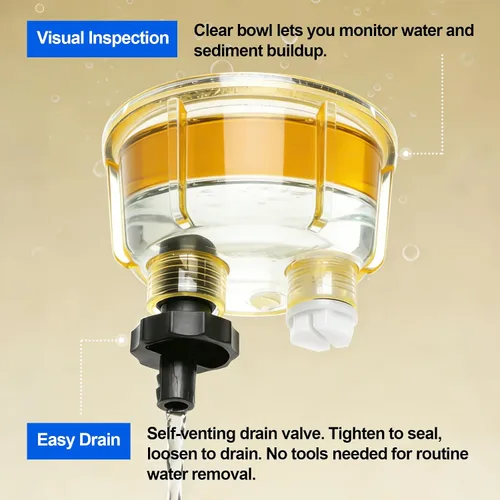 Miniatura 5 de iFJF Separador de agua y combustible R12T Marine 120AT NPT ZG1/4-19 Piezas automotrices con accesorio - Filtro combinado completo para motor diesel