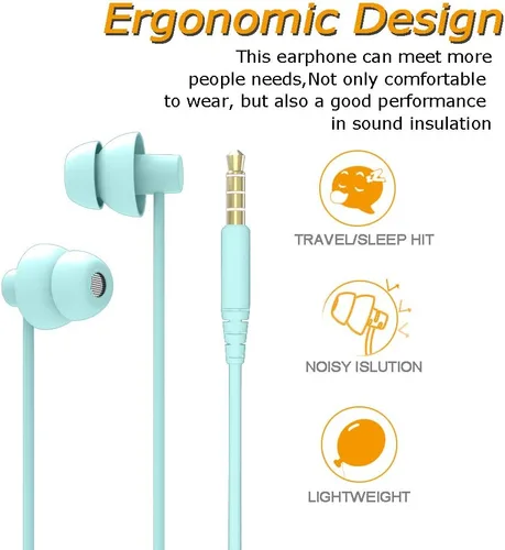 Miniatura 4 de MAXROCK (TM) Auriculares de silicona suave total con micrófono para dormir, opción de viaje para teléfonos celulares, tabletas y conector de 0.138