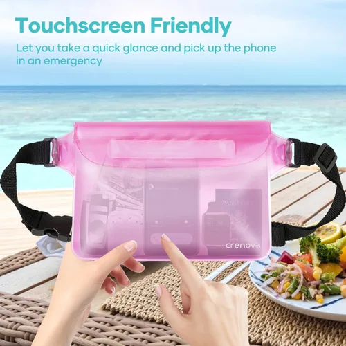 Miniatura 7 de Crenova Bolsa Impermeable con Correa para la Cintura IP68 Bolsa Impermeable para la Cintura con Pantalla Táctil Bolsa Seca con Cinturón Ajustable