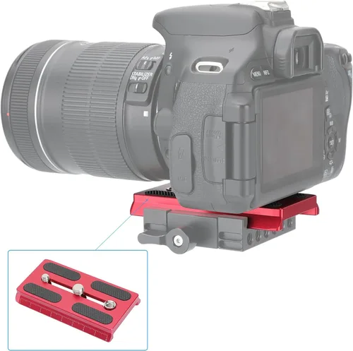 Miniatura 4 de CAMVATE Placa de liberación rápida para cámara con roscas de 1/4" y 3/8" compatible con trípode 577/501/504 (rojo) - 2886