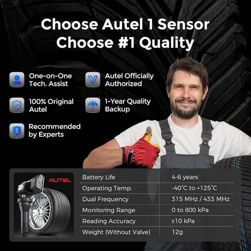 Miniatura 9 de Autel TPMS - Sensores MX, sensor TPMS de 315MHz y 433MHz 2 en 1, sensor de presión de neumáticos insertable, sistema de monitoreo de presión