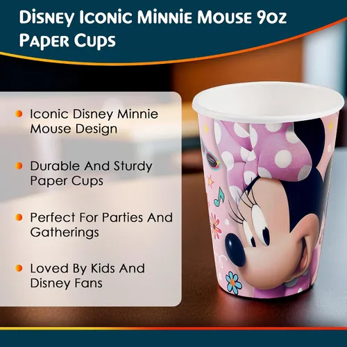 Miniatura 6 de Tazas de papel multicolor de Disney Iconic Minnie Mouse (9 onzas), 8 unidades, perfectas para cumpleaños y celebraciones, destaca y deleita a tus