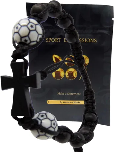 Miniatura 5 de Westmon Works Juego de pulseras de fútbol con dije de bola y tarjeta de oración Deluxe Sports Expressions Series Set, Madera, No es una piedra