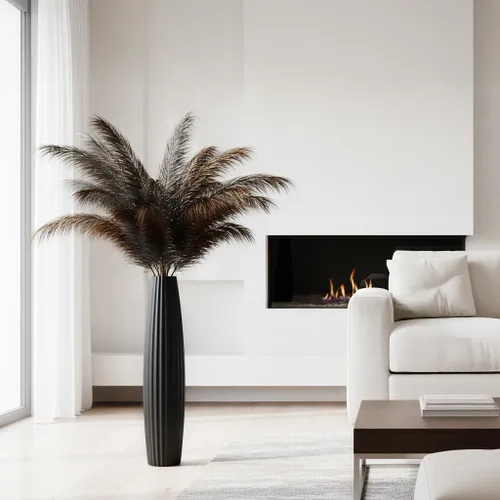 Miniatura 4 de Jarrones de suelo, jarrón alto de 23.6 pulgadas (23.6 in, 1.96 pies) de alto, jarrón negro resistente para decoración de sala de estar, negro