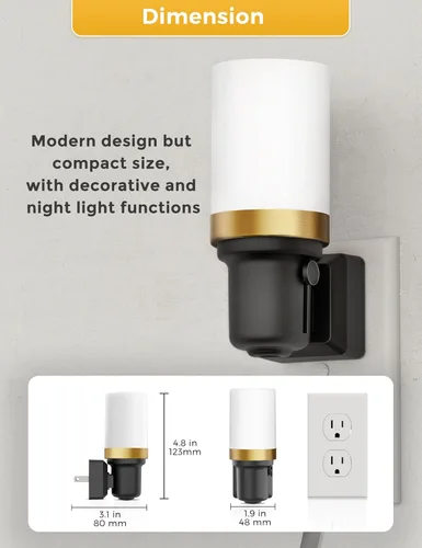 Miniatura 7 de L LOHAS LED Luces nocturnas enchufables a la pared, luz nocturna regulable con sensor de encendido/apagado automático, blanco cálido de 3000 K