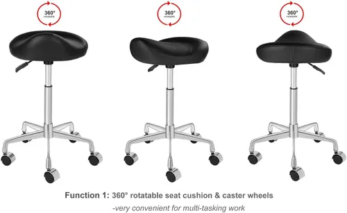 Miniatura 3 de Kaleurrier Taburete ergonómico giratorio con ruedas, hidráulico de elevación neumática, altura ajustable, silla ligera para clínica, peluquería