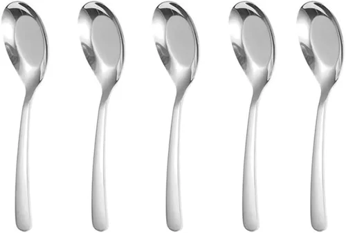 Miniatura 11 de 5 cucharas de sopa y postre de acero inoxidable con acabado espejo para sopa, arroz, té, leche, café y helado (dorado)