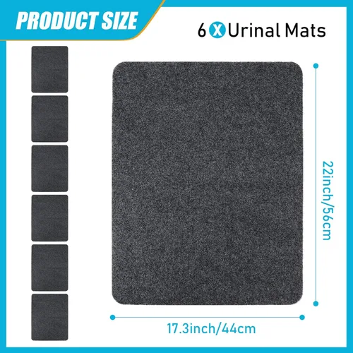 Miniatura 2 de Nuanchu Paquete de 6 tapetes de urinario para hombre, tapetes comerciales para baño, antideslizantes, absorción de agua, inodoro, lavables a granel