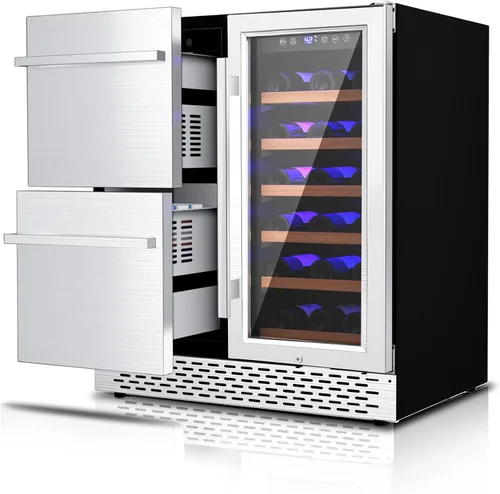 Miniatura 12 de Mini enfriador de vino de 8 botellas, refrigerador de bebidas con enfriamiento rápido, gabinete de vino termoeléctrico bodega para mujeres, hombres