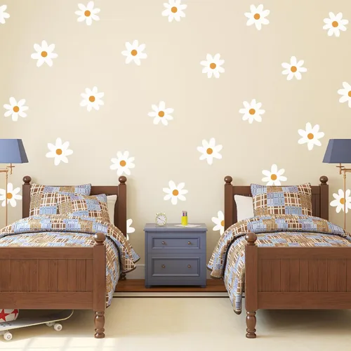Miniatura 4 de Plantillas de pared bohemias con flores de margaritas grandes para pintar patrones grandes en la pared, concreto para patio, plantilla reutilizable