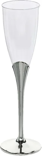 Miniatura 7 de Efavormart - Juego de 6 copas de champán de plástico plateado de 5 onzas con base desmontable, elegantes vasos desechables para recepciones