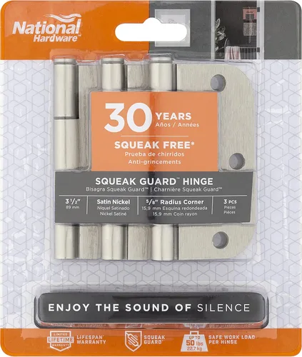 Miniatura 4 de National Hardware Bisagras de protección contra chirridos de 5/8 pulgadas, esquinas cuadradas de radio de 3 unidades en níquel satinado N830-450