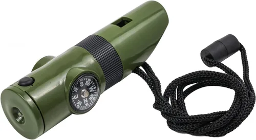 Miniatura 9 de Niños supervivencia al aire libre camping multi herramienta silbato brújula LED 7 en 1 linterna Verde