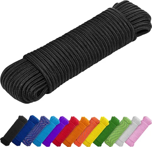 Miniatura 13 de TECEUM Cuerda – 90 pies x 1/4 pulgada (7mm) – Verde Ejército – Cuerda Utilitaria Versátil y Resistente – Acampada, Artesanía, Asta de Bandera