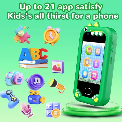 Miniatura 7 de Lapare Juguete de teléfono inteligente para niños, pantalla táctil de 2.8 pulgadas con doble cámara, juego, reproductor de música y más aplicación