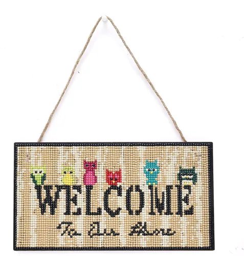 Miniatura 8 de Cartel colgante de pintura de diamante de gato 5D DIY – Colgantes de ventana de puerta de arte de taladro completo – Kit de arte de pared de jardín