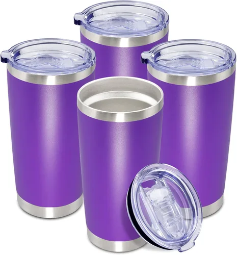 Miniatura 14 de Vaso de viaje de café de 20 onzas a granel con tapa, acero inoxidable de doble pared aislada al vacío, tazas con recubrimiento en polvo, para Rosa