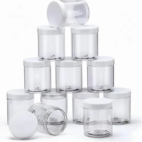 Miniatura 61 de SATINIOR Paquete de 12 frascos de plástico con tapas, frascos redondos para cosméticos de viaje, para artículos de tocador, loción, crema