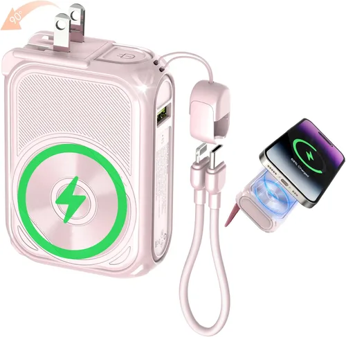 Miniatura 10 de SEANCHEER Cargador portátil P05, banco de energía magnético, pequeño banco de energía inalámbrico, paquete de batería de 10000 mAh esenciales