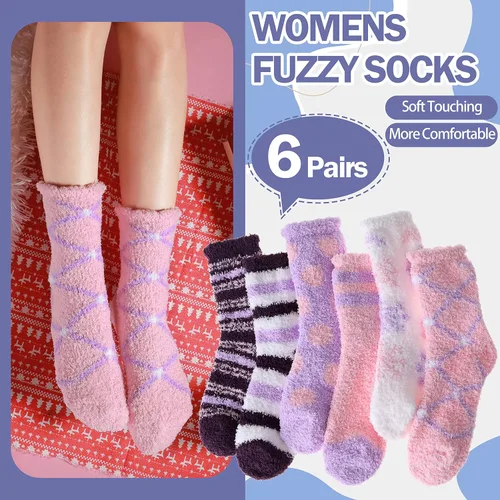 Miniatura 2 de ANTSANG Womens Fuzzy Socks Slipper Winter Fluffy Comfy Cozy Socks Cabin Warm Home Socks