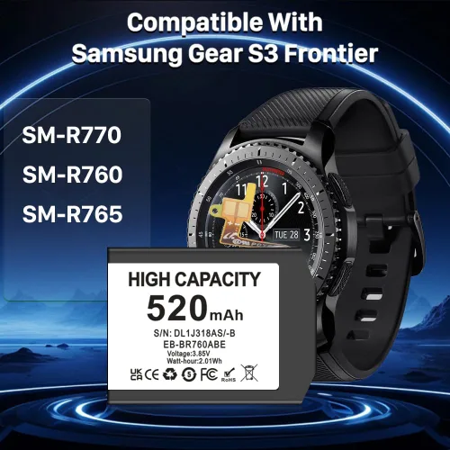 Miniatura 5 de Batería para Samsung Gear S3 Frontier SM-R760 y Gear S3 Classic, 520mAh 3.85V Batería de repuesto para SM-R770 BR760 R765 EB-BR760ABE GH43-04699A
