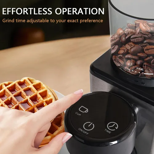 Miniatura 4 de Molinillo de café eléctrico para el hogar y la oficina: molinillo de café inteligente con 25 ajustes de molienda de precisión y tolva de grano