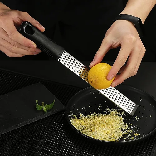 Miniatura 5 de Rallador de queso, 10 pulgadas x 1 pulgada de acero inoxidable con mango de goma para verduras, queso, frutas y limón (9.8 in)