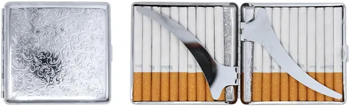 Miniatura 11 de Black Victorian Scroll (Full Pack Kings) Caja de cigarrillos chapada en metal y caja de almacenamiento
