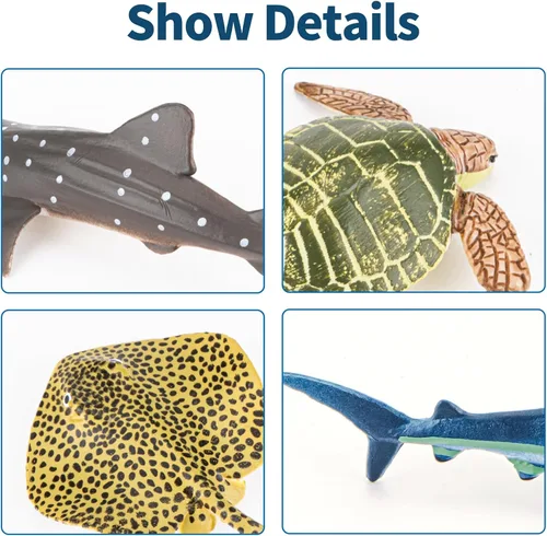 Miniatura 8 de 36 piezas de juguetes de animales marinos con tiburón, ballena, pulpo y otras figuras de animales del océano, juguetes para niños, adornos