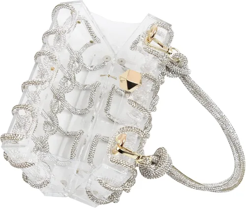 Miniatura 7 de Diamante hand Bag. Rhinestone Evening bag. Hardbodied acrylic handbag. Gift for her. Sparkling rope handbag