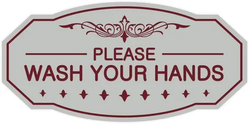 Miniatura 41 de Signs ByLITA Letrero de Victorian Please Wash Your Hands (plata cepillada) - Grande Brushed Silver