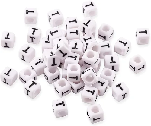 Miniatura 9 de FASHEWELRY 300 cuentas cúbicas de acrílico con números cuadrados mezclados del 0 al 9, cuentas de acrílico blanco de 0.236 x 0.236 pulgadas