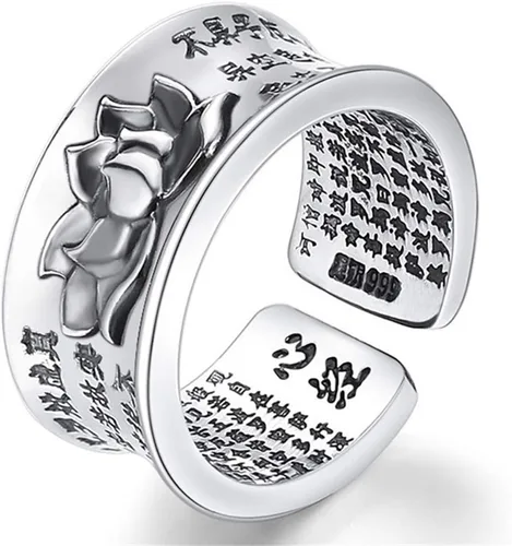 Anillos de plata esterlina 925 con forma de flor de loto abierta, anillos para mujeres y hombres, regalos vintage, diseño floral de dedo, anillo de