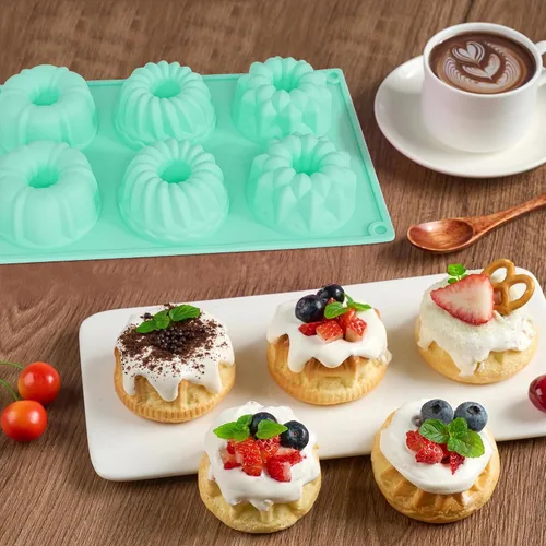 Miniatura 6 de Zorazio Molde de silicona para tartas de tubo estriado, 3 piezas, mezcla antiadherente, mini molde para hornear para cupcakes, pan de maíz, brownie