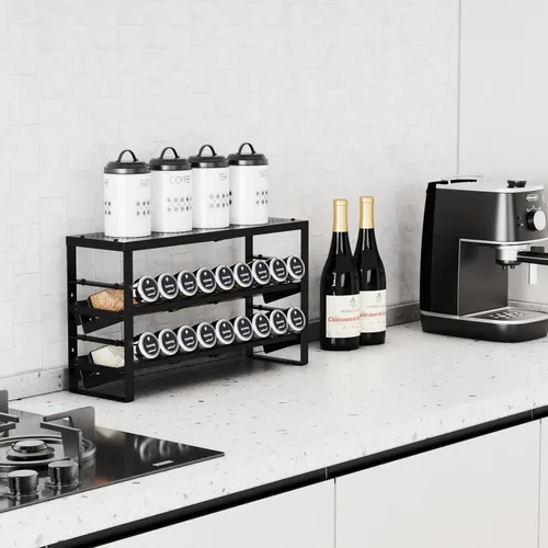 Miniatura 2 de Jojocross Organizador de cocina ampliable, apilable y ajustable, estantes de almacenamiento de despensa de metal, estante de varios niveles