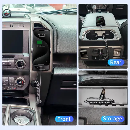Miniatura 6 de Cargador retráctil de coche de 110 W, adaptador de encendedor de cigarrillos de 3 puertos, cable USB C retráctil de 5.7 pies, cargador de coche USB