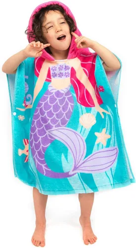 Toalla de playa con capucha para niños pequeños, 100% algodón, suave, de secado rápido, absorbente, para natación, piscina, baño, poncho toallas