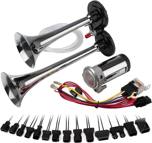 FARBIN Bocina de coche para la serie Honda. Bocina de aire súper fuerte de 12 V 150 db, trompeta doble de zinc cromado, bocina de camión con